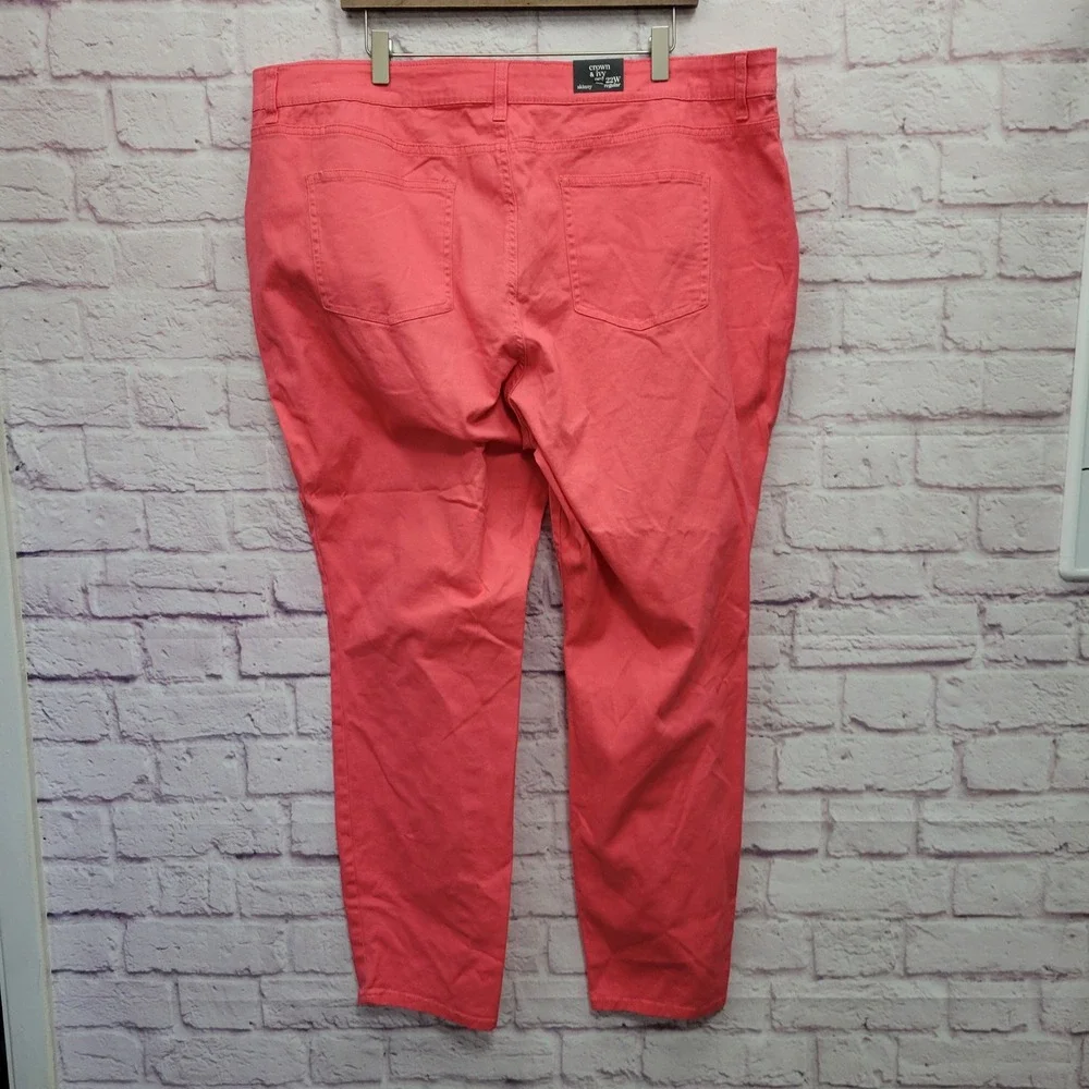 NEW Crown &‎ Ivy Curvy 22W Coral Pink Skinny Jeans Stretch Denim Preppy Casual - Picture 2 of 9